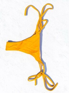 Yellow Tie-Side Thong Bikini Bottom